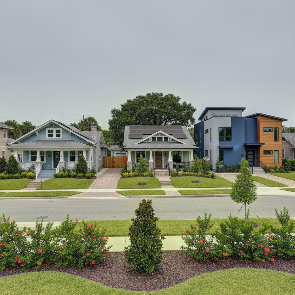 Houses in a suburban neighborhood during the day.